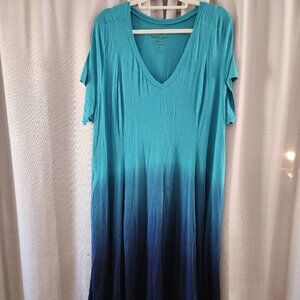 Torrid Super Soft Knits Blue Ombre dress Gradient Stretch Swing Trapeze 3x 3